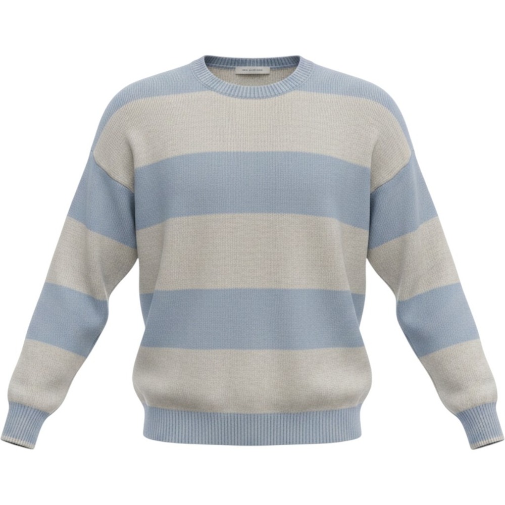 Stitches & Stripes Blue Grey Striped Crewneck Sweater SS38GT825-SF Large